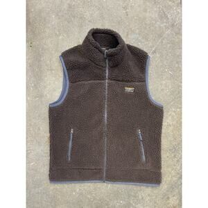 LL Bean Zip Up Deep Pile Fleece Vest Men’s Large Brown Outdoor Gorpcore Retro